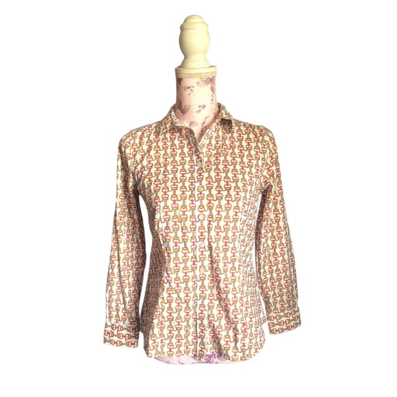 Talbots Non Iron Chain Link Print Button Down Shirt - Picture 1 of 4